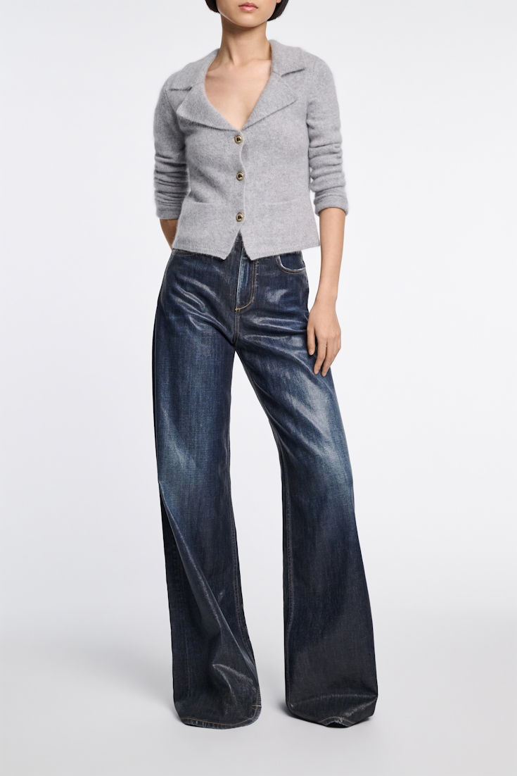 Dorothee Schumacher Wide leg jeans with under glass effect blue indigo