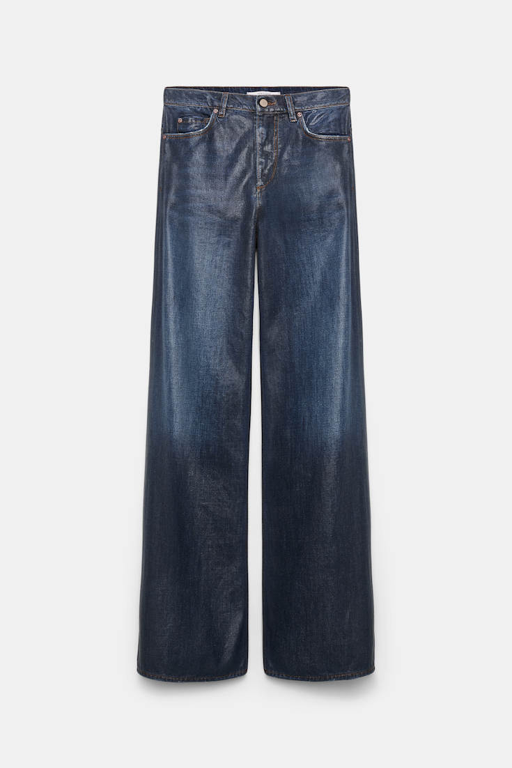 Dorothee Schumacher Wide leg jeans with under glass effect blue indigo