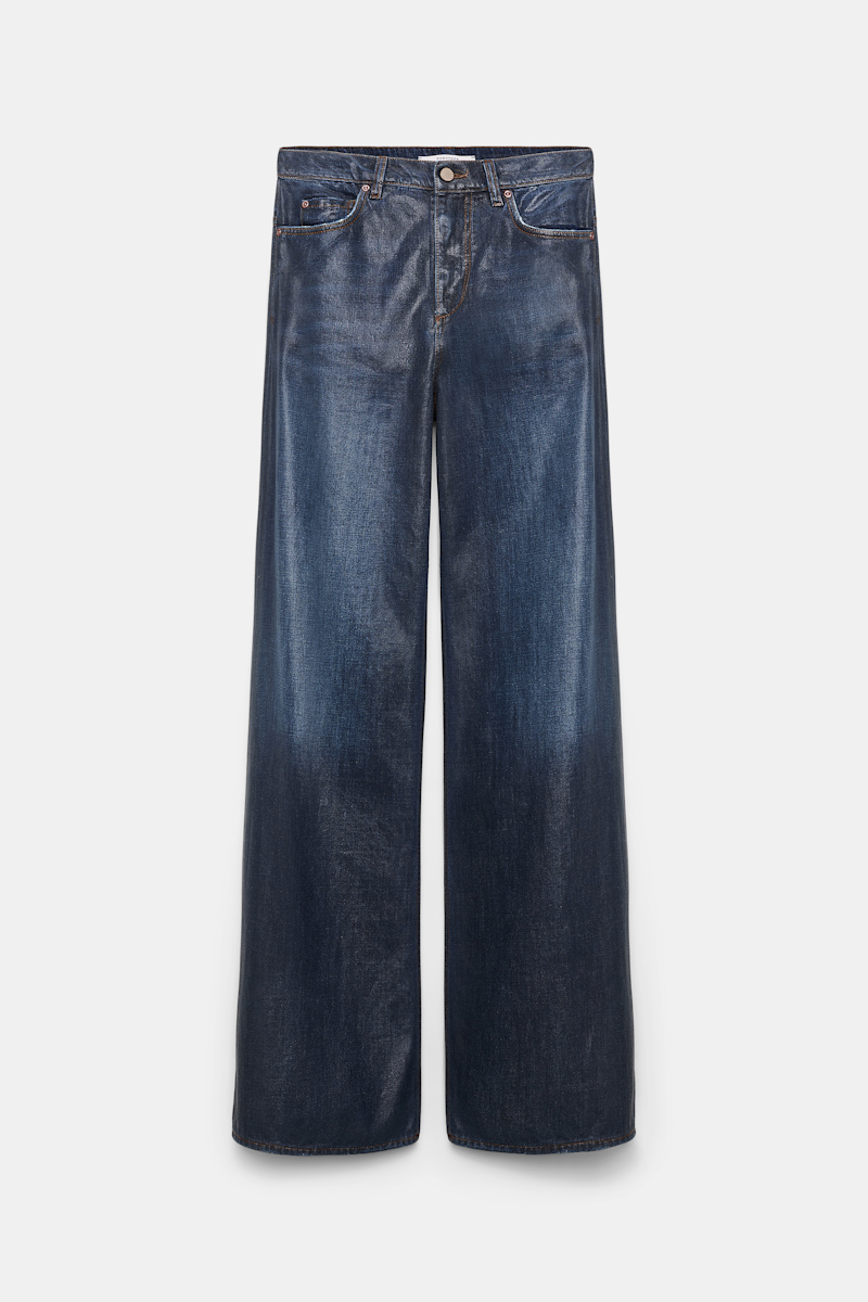 Dorothee Schumacher Wide Leg Jeans With Under Glass Effect In Blue