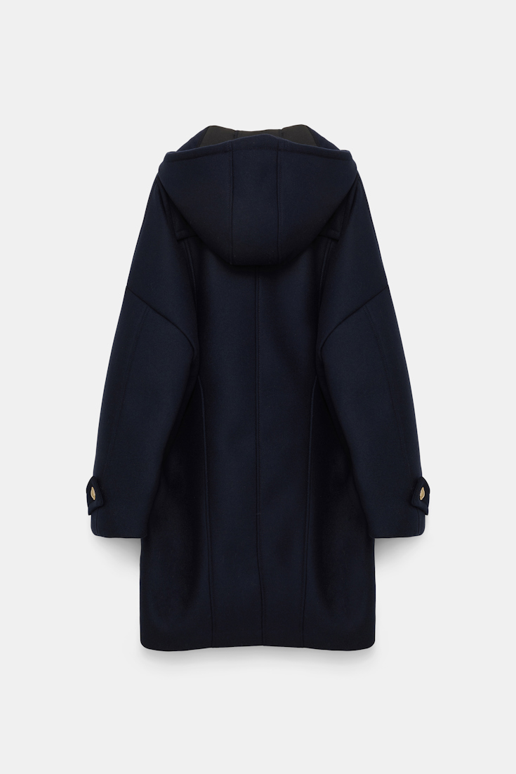 Dorothee Schumacher Bonded wool flannel coat with hood dark navy