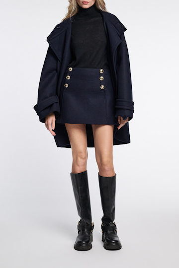 Dorothee Schumacher Bonded wool flannel mini skirt dark navy