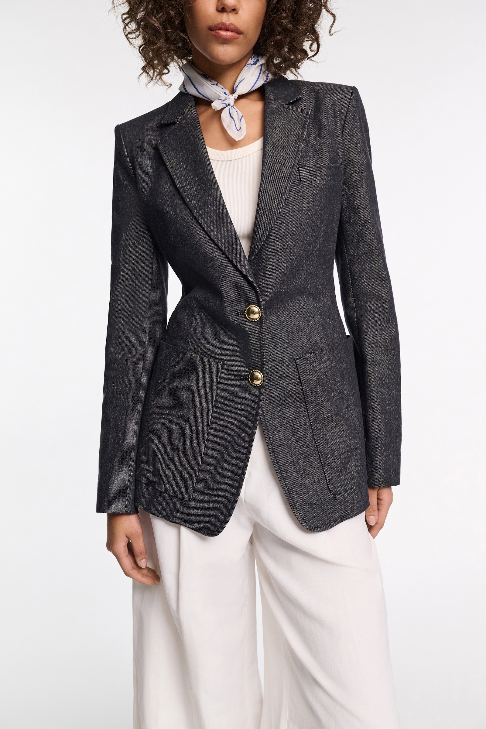 Dorothee Schumacher Einreihiger Blazer aus Denim blue denim