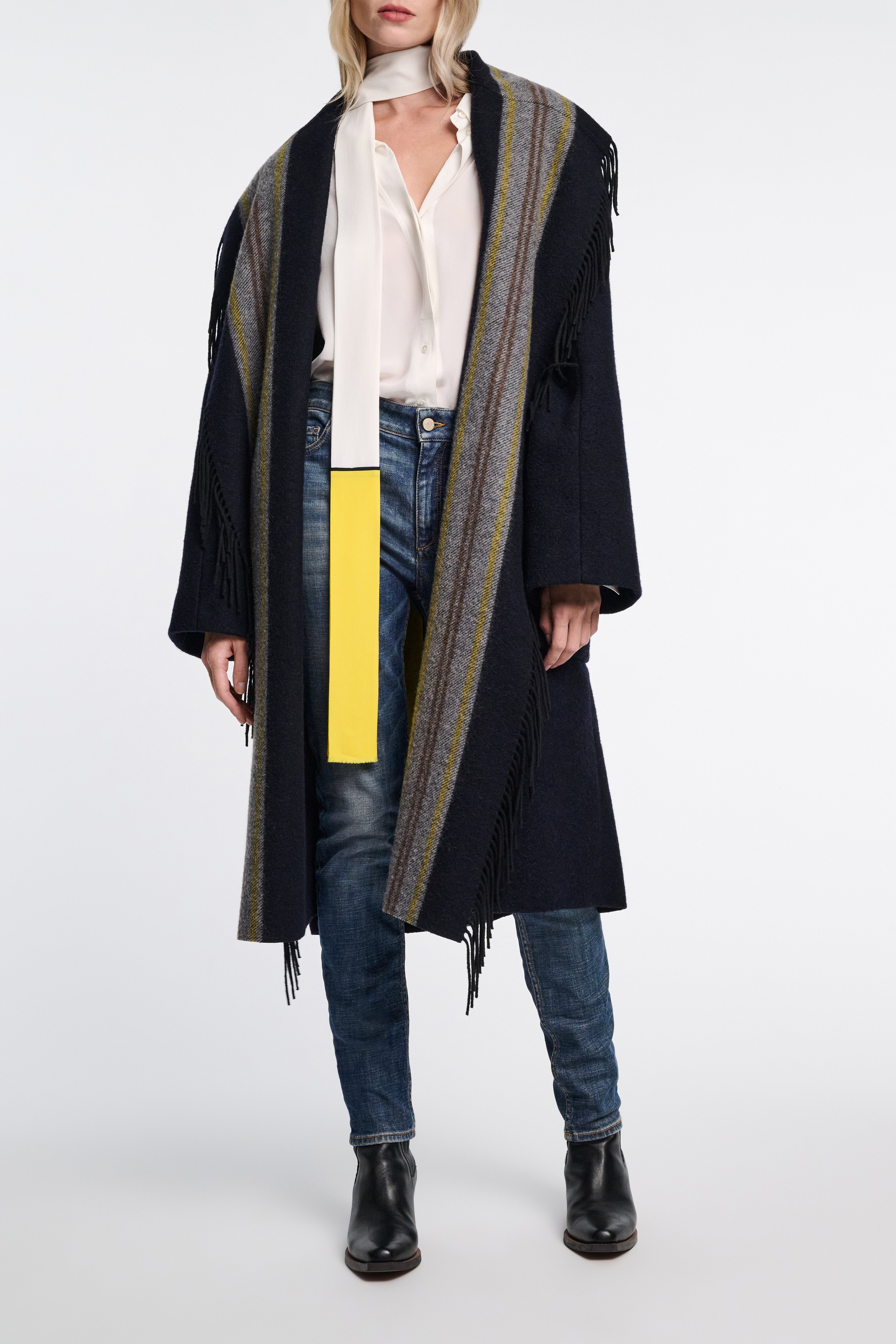 Long striped coat deals