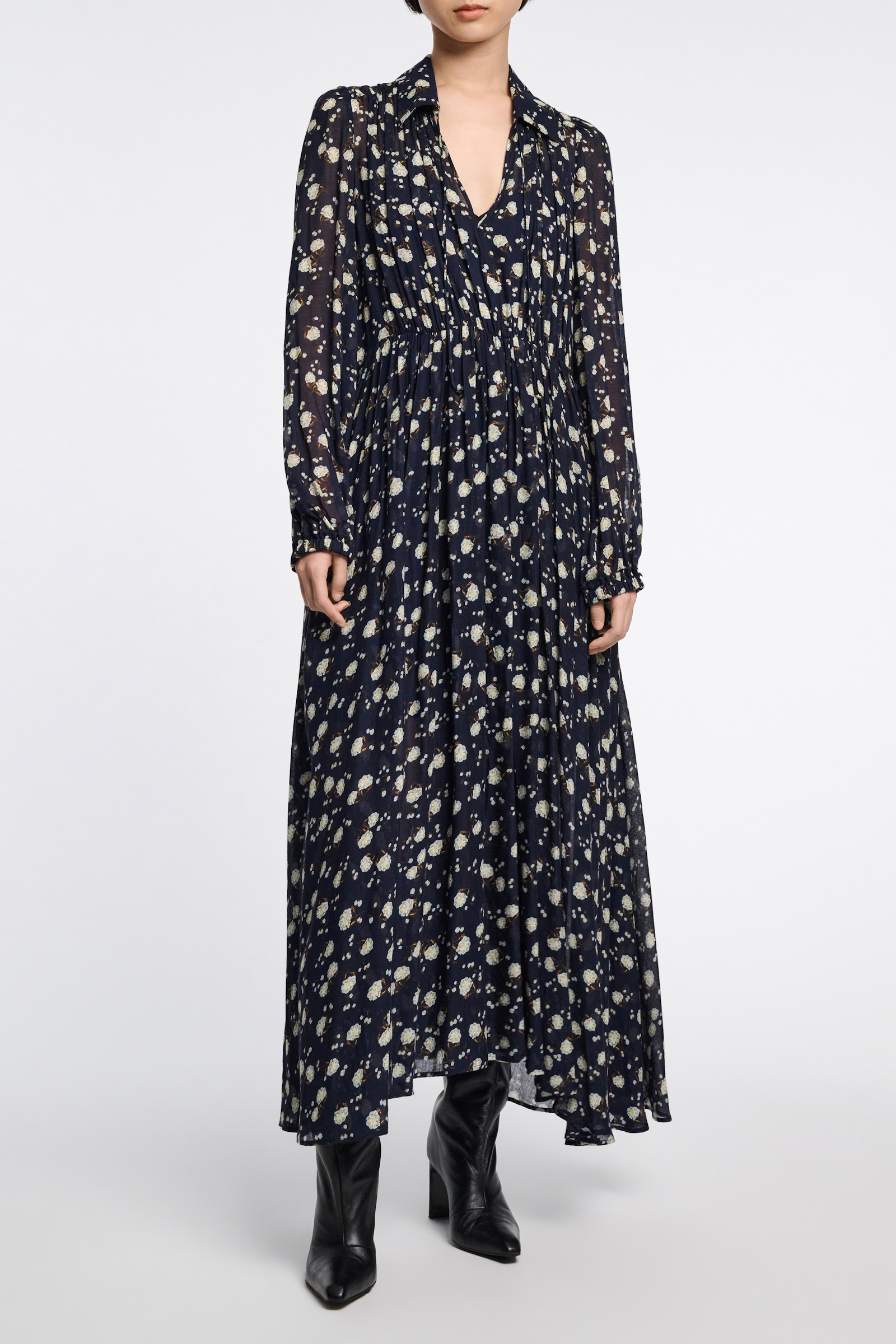 Dorothee Schumacher Bedrucktes Maxikleid mit Hemdkragen blue-white flower garden