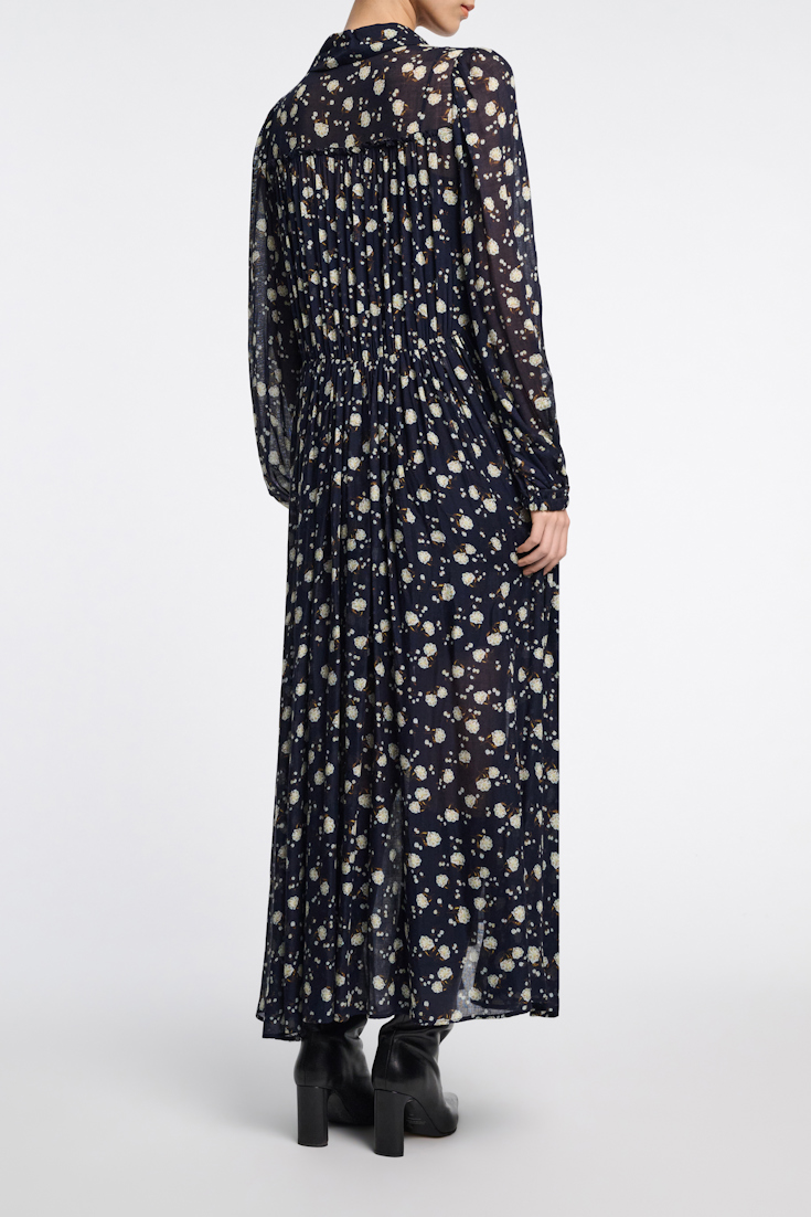 Dorothee Schumacher Bedrucktes Maxikleid mit Hemdkragen blue-white flower garden