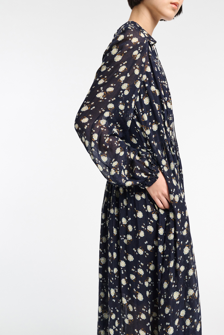 Dorothee Schumacher Bedrucktes Maxikleid mit Hemdkragen blue-white flower garden