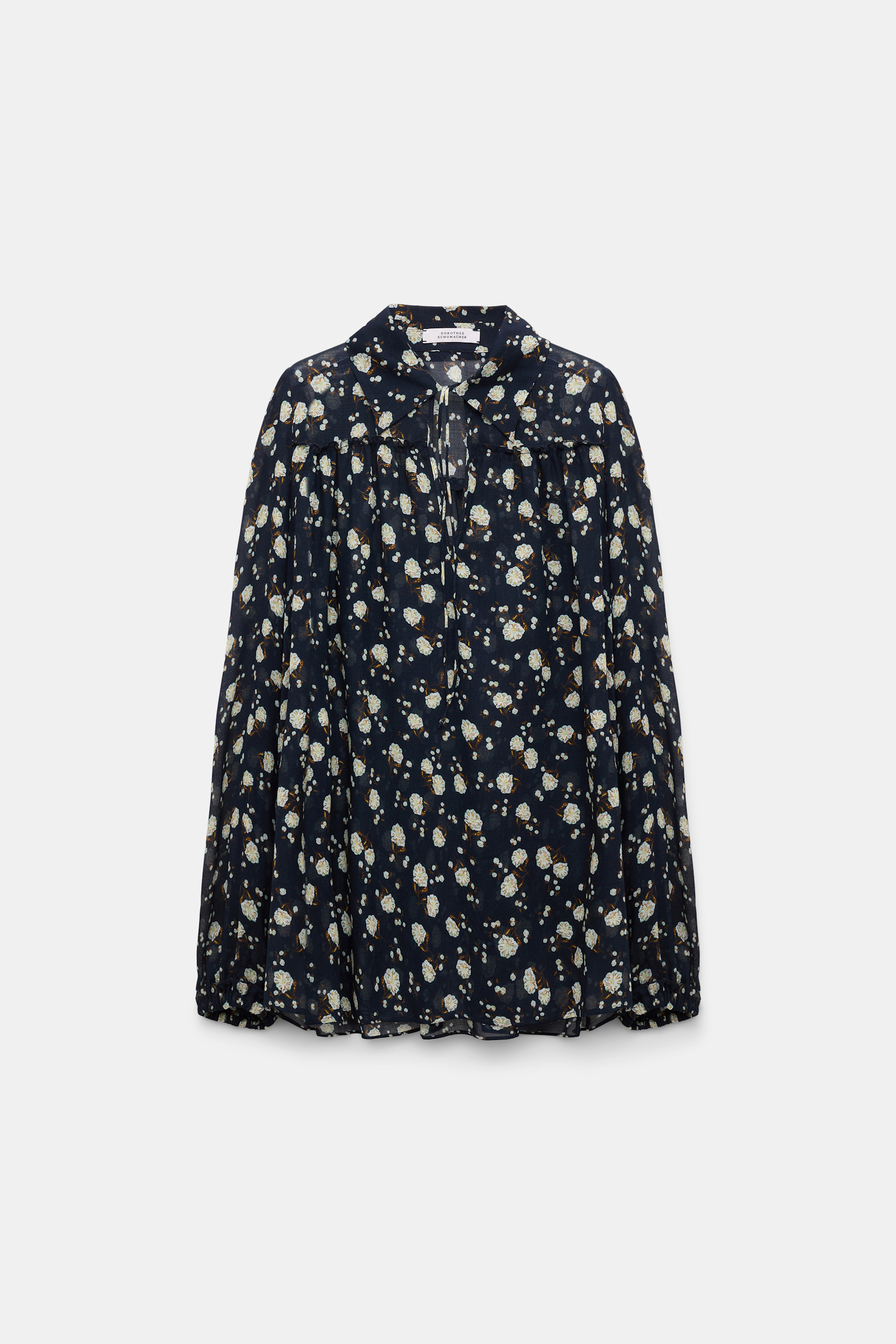 Dorothee Schumacher Micro floral print gauze blouse blue-white flower garden