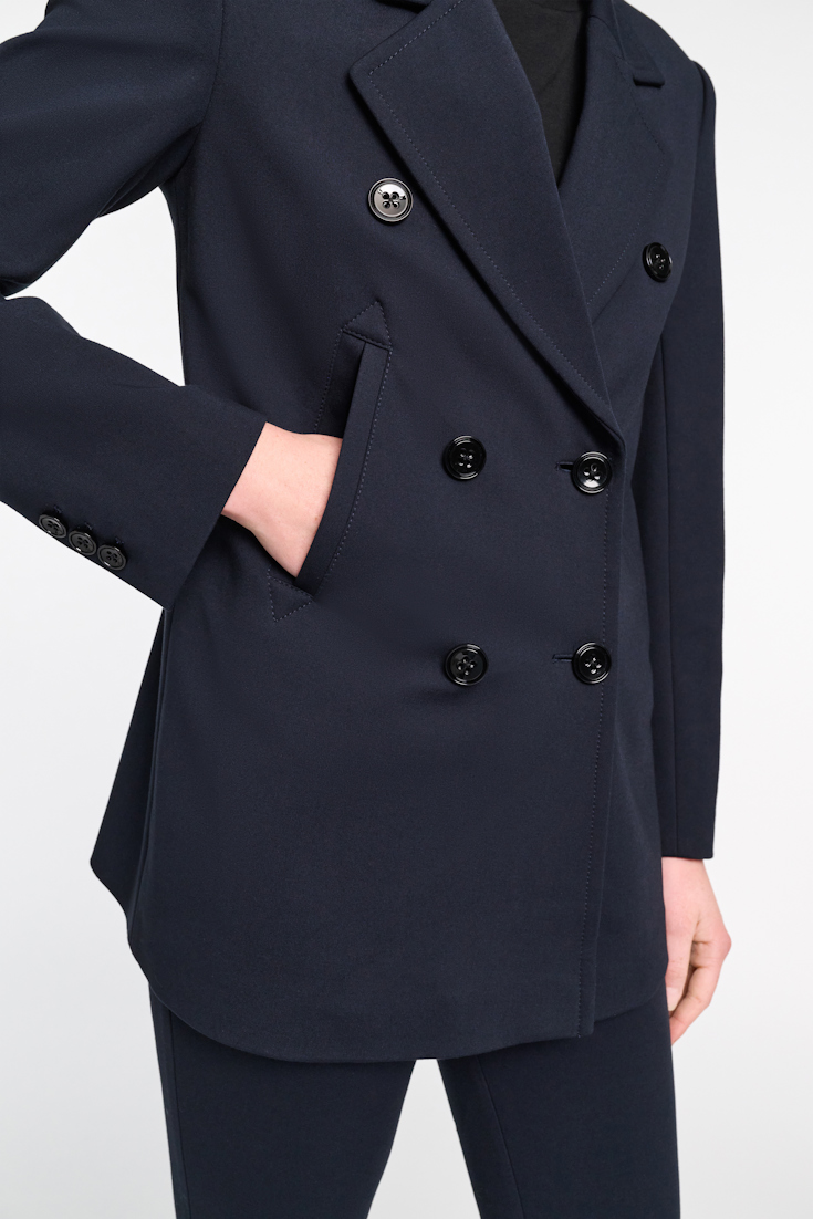Dorothee Schumacher Zweireihiger Blazer aus Punto Milano dark navy