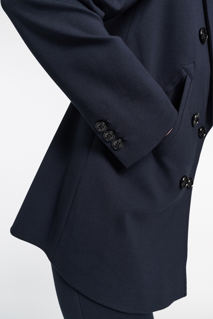 Dorothee Schumacher Zweireihiger Blazer aus Punto Milano dark navy