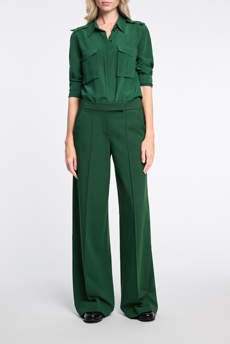 Dorothee Schumacher Wide leg pants in Punto Milano gras green