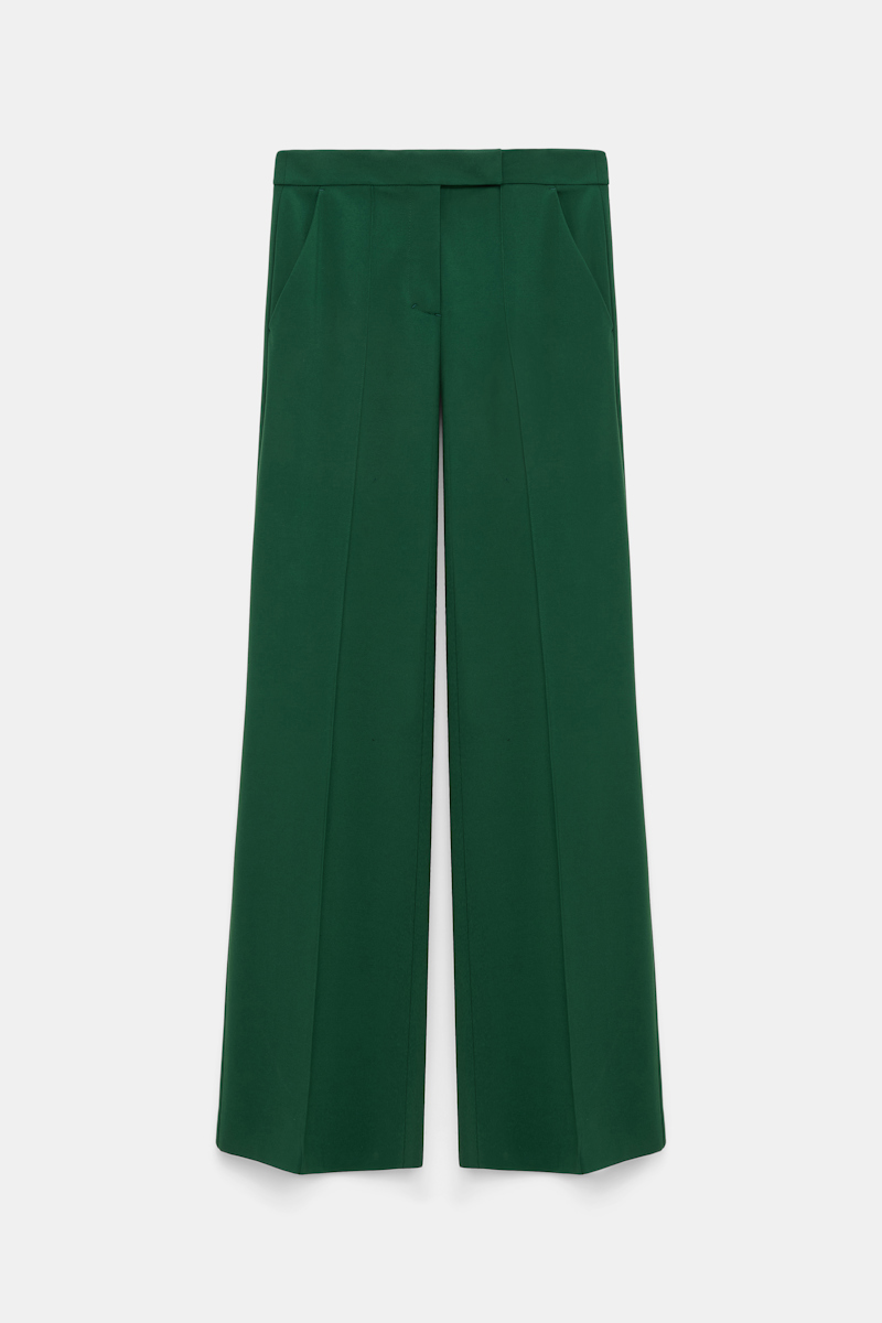 Shop Dorothee Schumacher Wide Leg Pants In Punto Milano In Green