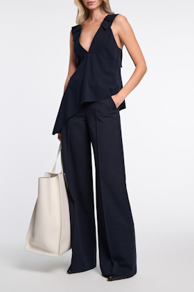 Dorothee Schumacher Hose aus Punto Milano mit weitem Bein dark navy