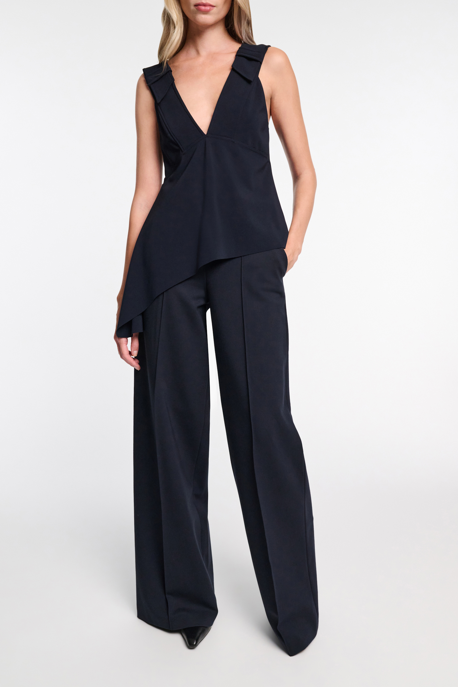 Dorothee Schumacher Hose aus Punto Milano mit weitem Bein dark navy