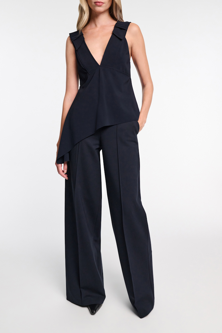 Dorothee Schumacher Hose aus Punto Milano mit weitem Bein dark navy