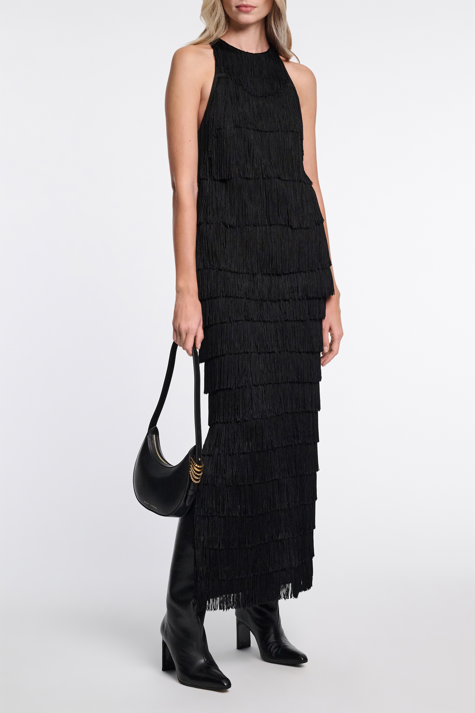 Dorothee Schumacher Fringed skirt in Punto Milano pure black