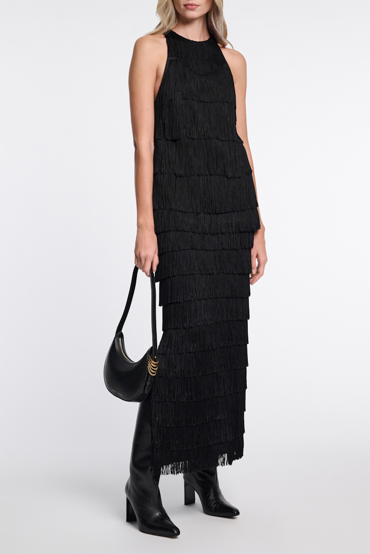 Dorothee Schumacher Fringed skirt in Punto Milano pure black