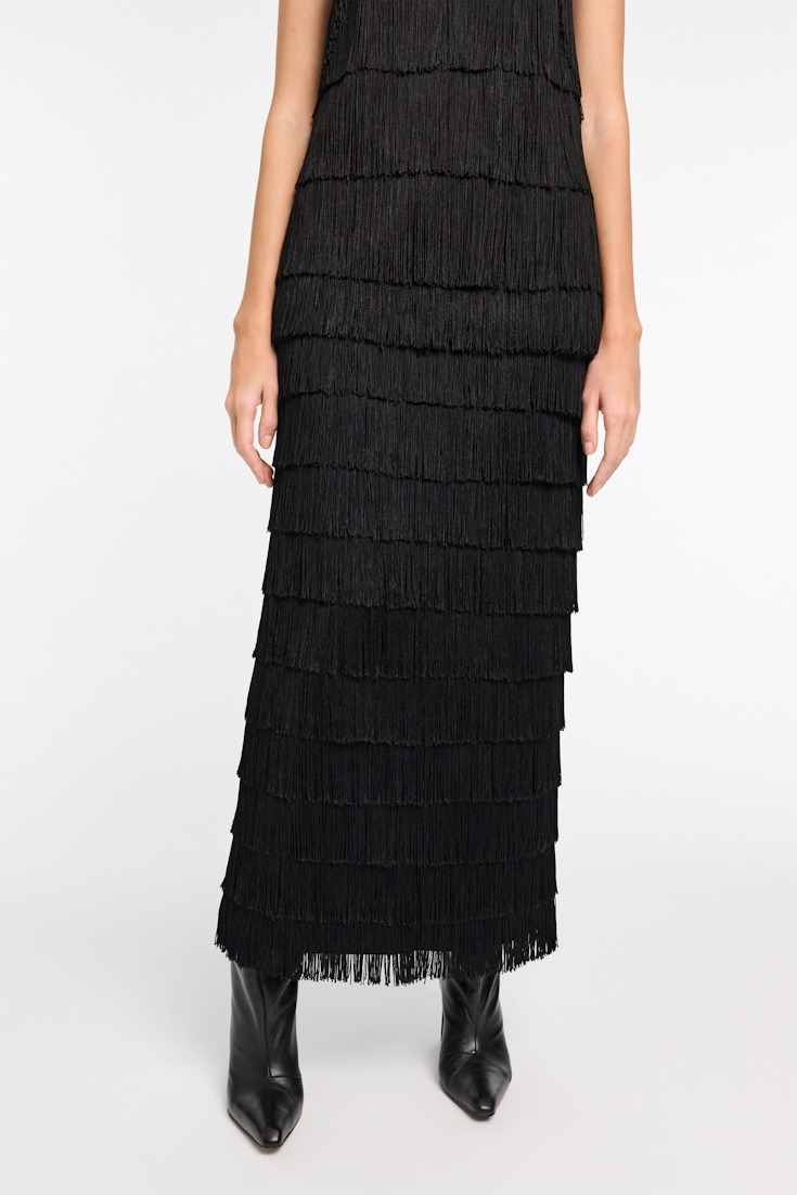 Dorothee Schumacher Fringed skirt in Punto Milano pure black