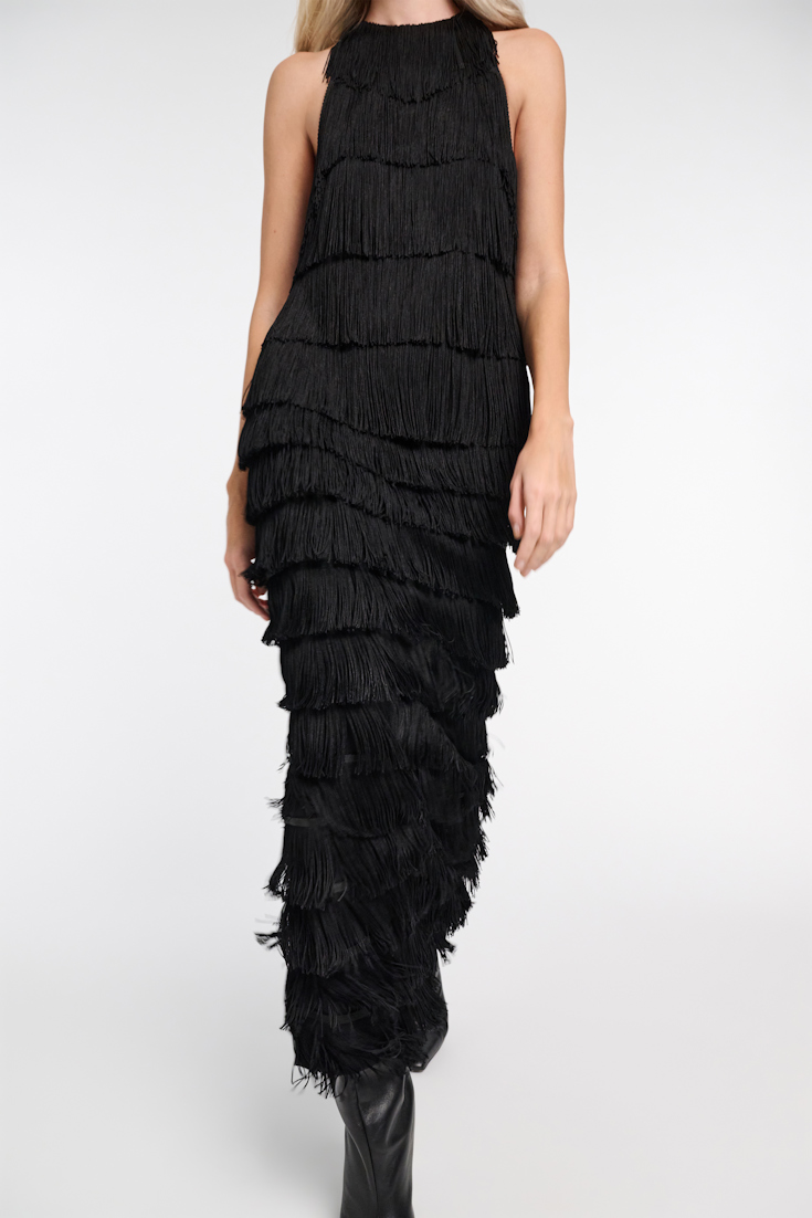 Dorothee Schumacher Fringed skirt in Punto Milano pure black