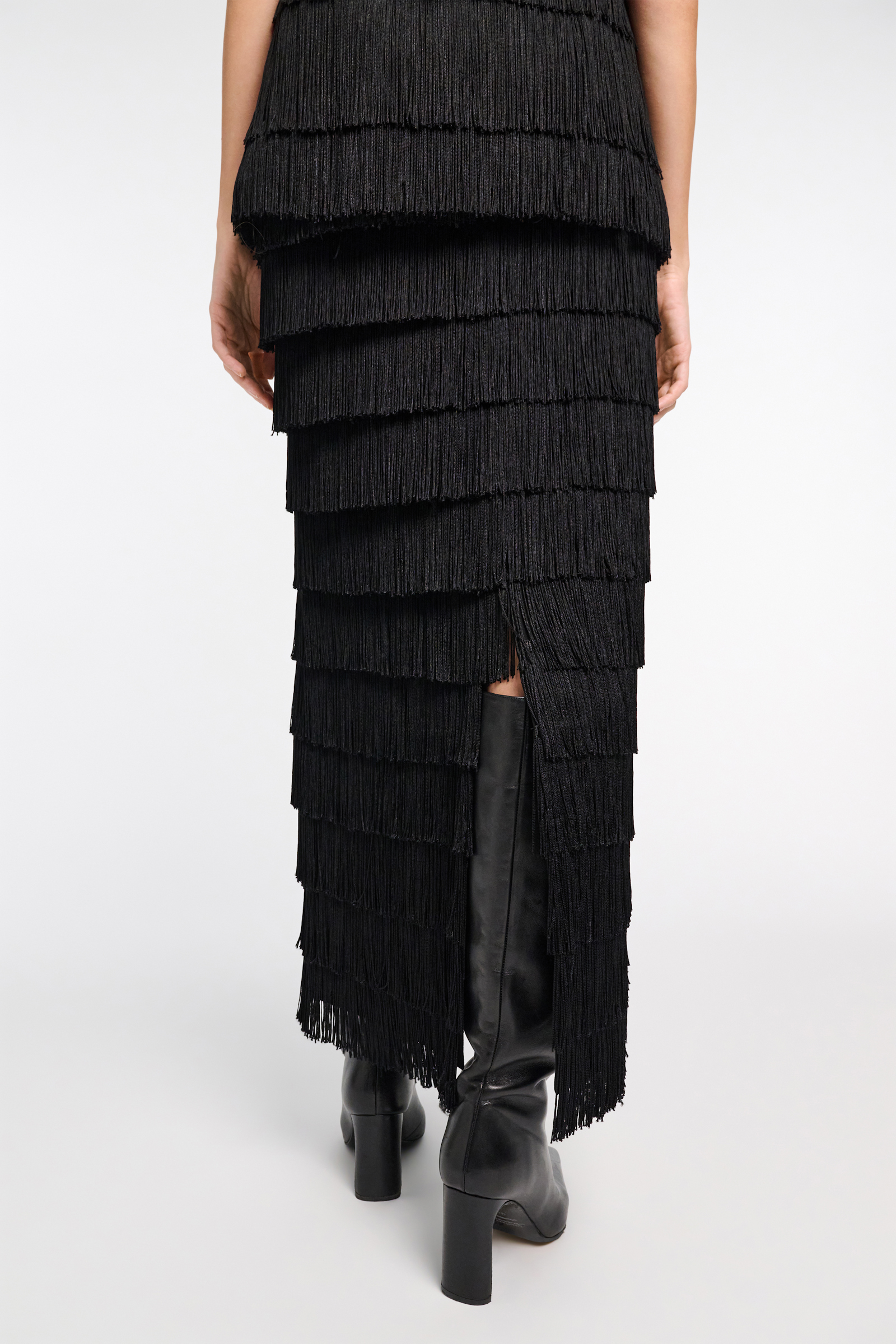 Dorothee Schumacher Fringed skirt in Punto Milano pure black