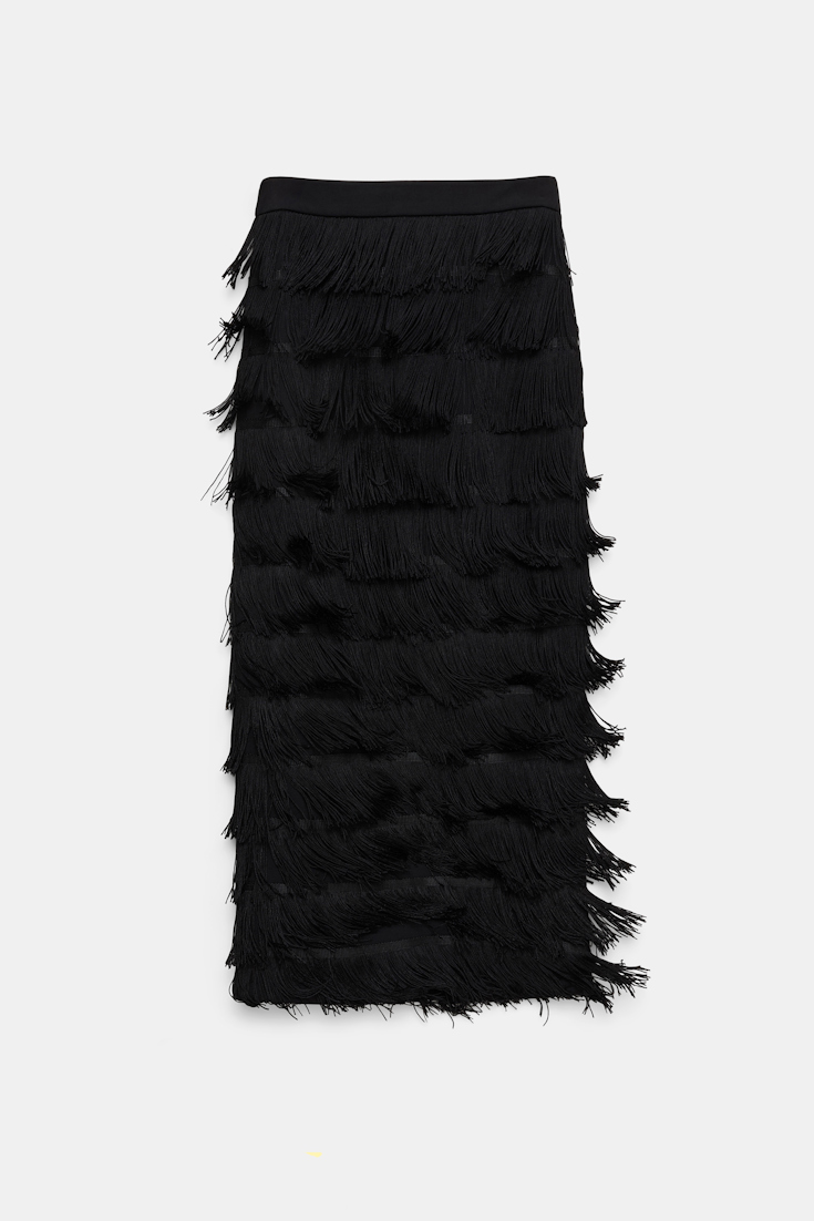 Dorothee Schumacher Fringed skirt in Punto Milano pure black