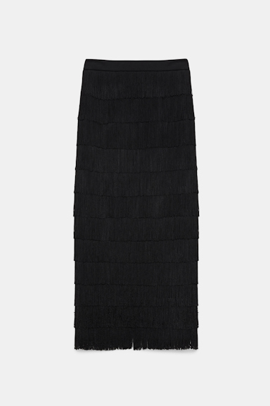 Dorothee Schumacher Punto Milano Rock mit Allover-Fransen pure black