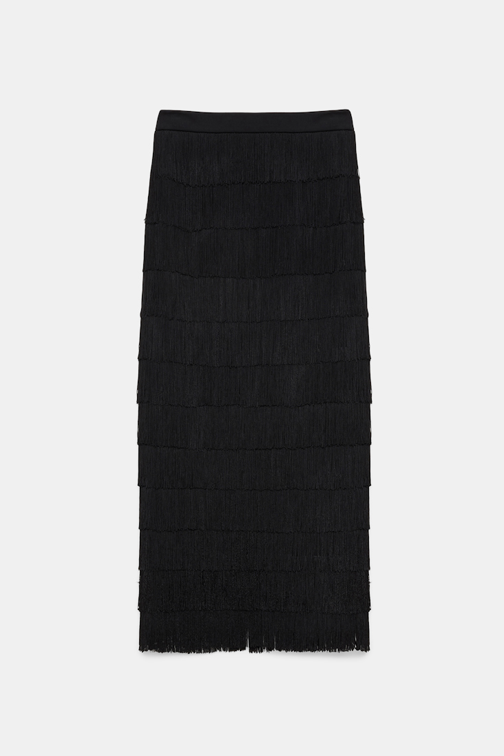 Dorothee Schumacher Fringed skirt in Punto Milano pure black