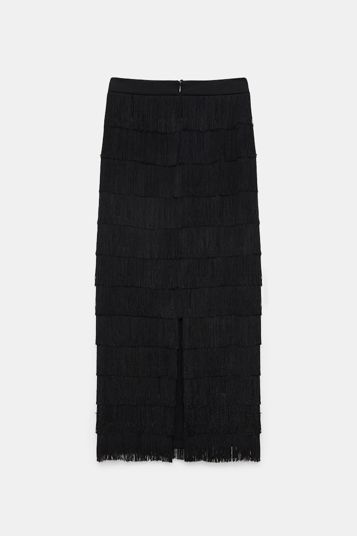 Dorothee Schumacher Fringed skirt in Punto Milano pure black
