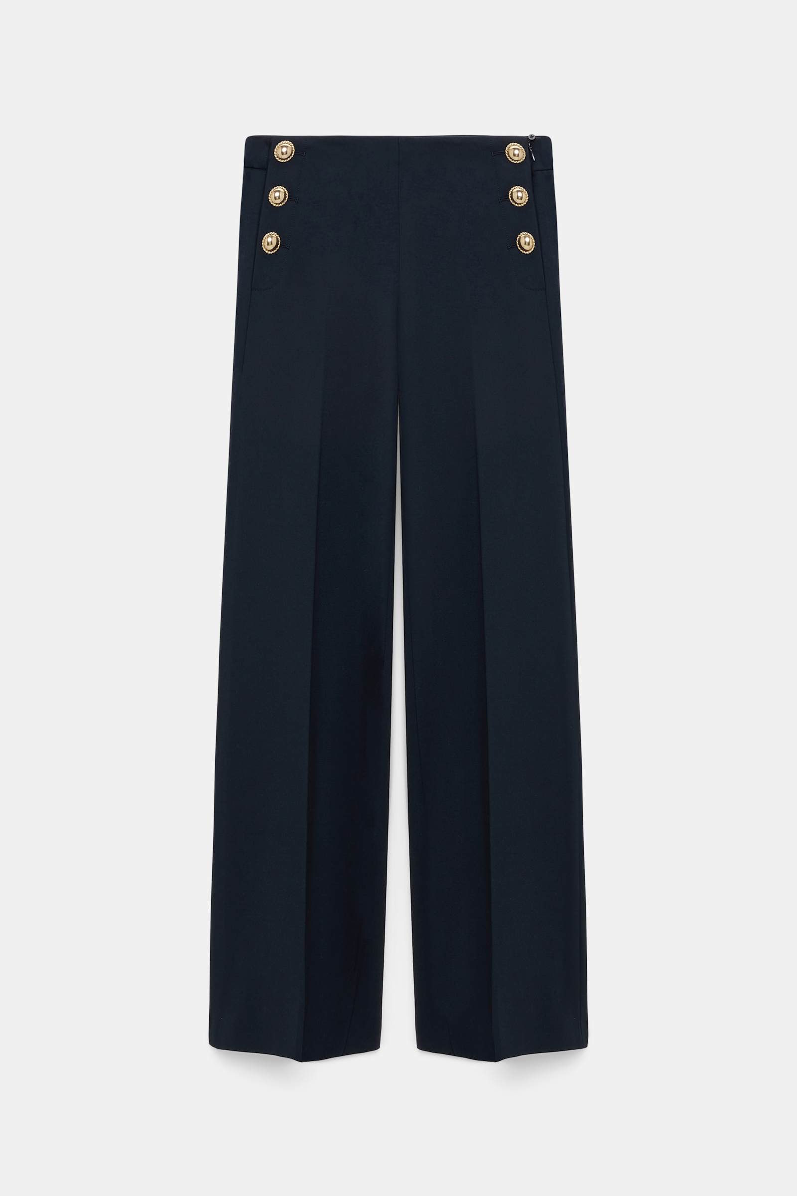 Dorothee Schumacher Hose aus Punto Milano mit goldenen Knöpfen dark navy