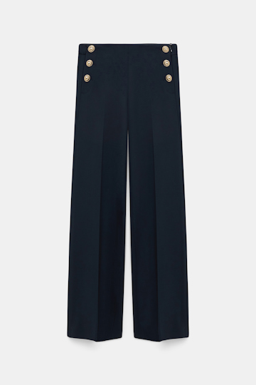 Dorothee Schumacher Hose aus Punto Milano mit goldenen Knöpfen dark navy