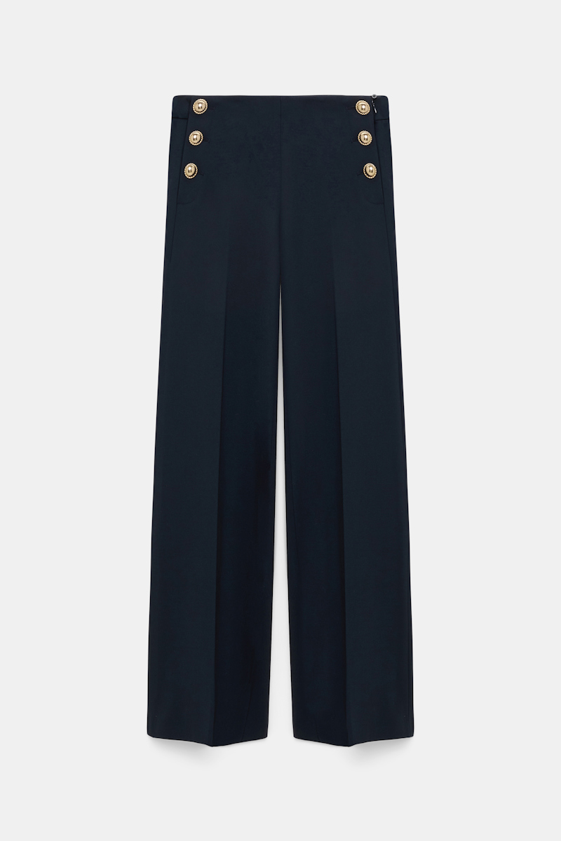 Shop Dorothee Schumacher Wide Leg Punto Milano Sailor Pants In Blue