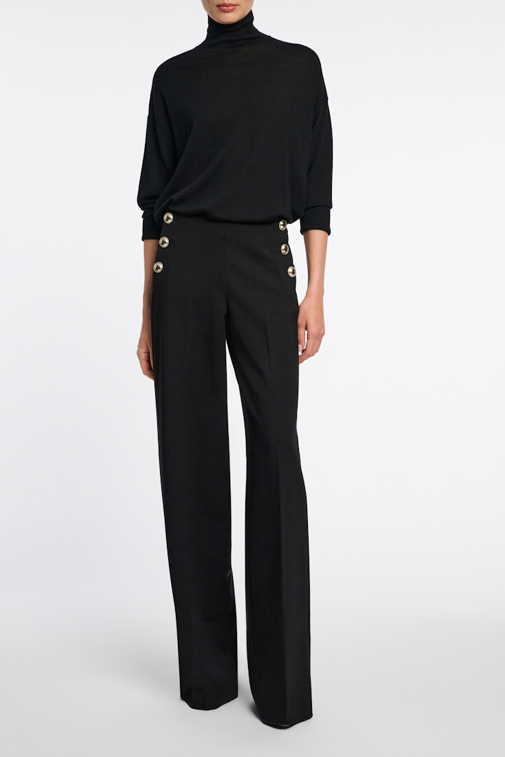 Dorothee Schumacher Hose aus Punto Milano mit goldenen Knöpfen pure black