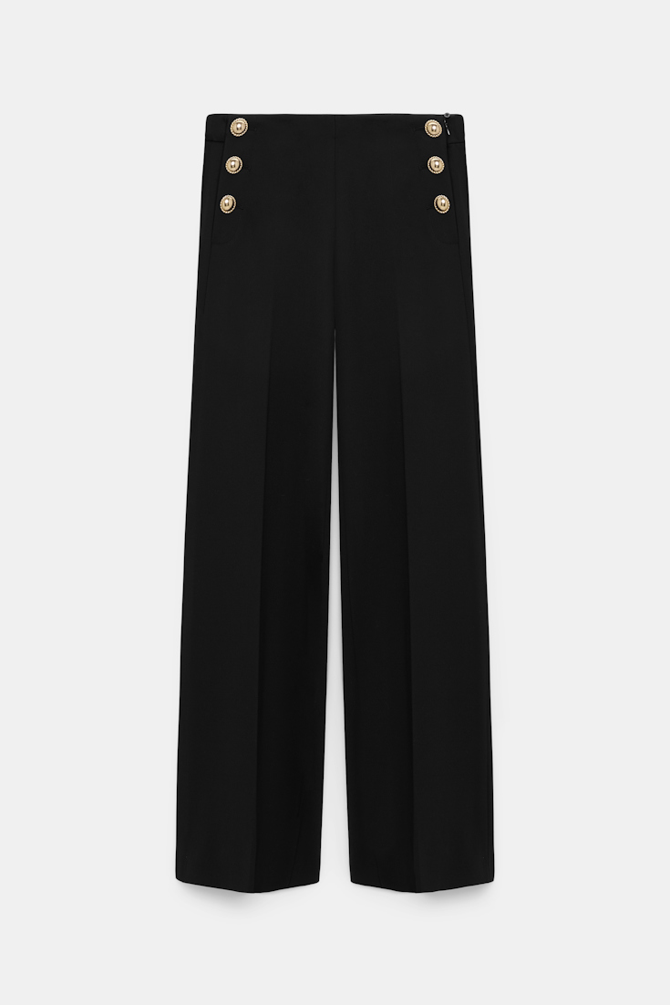 Dorothee Schumacher Hose aus Punto Milano mit goldenen Knöpfen pure black
