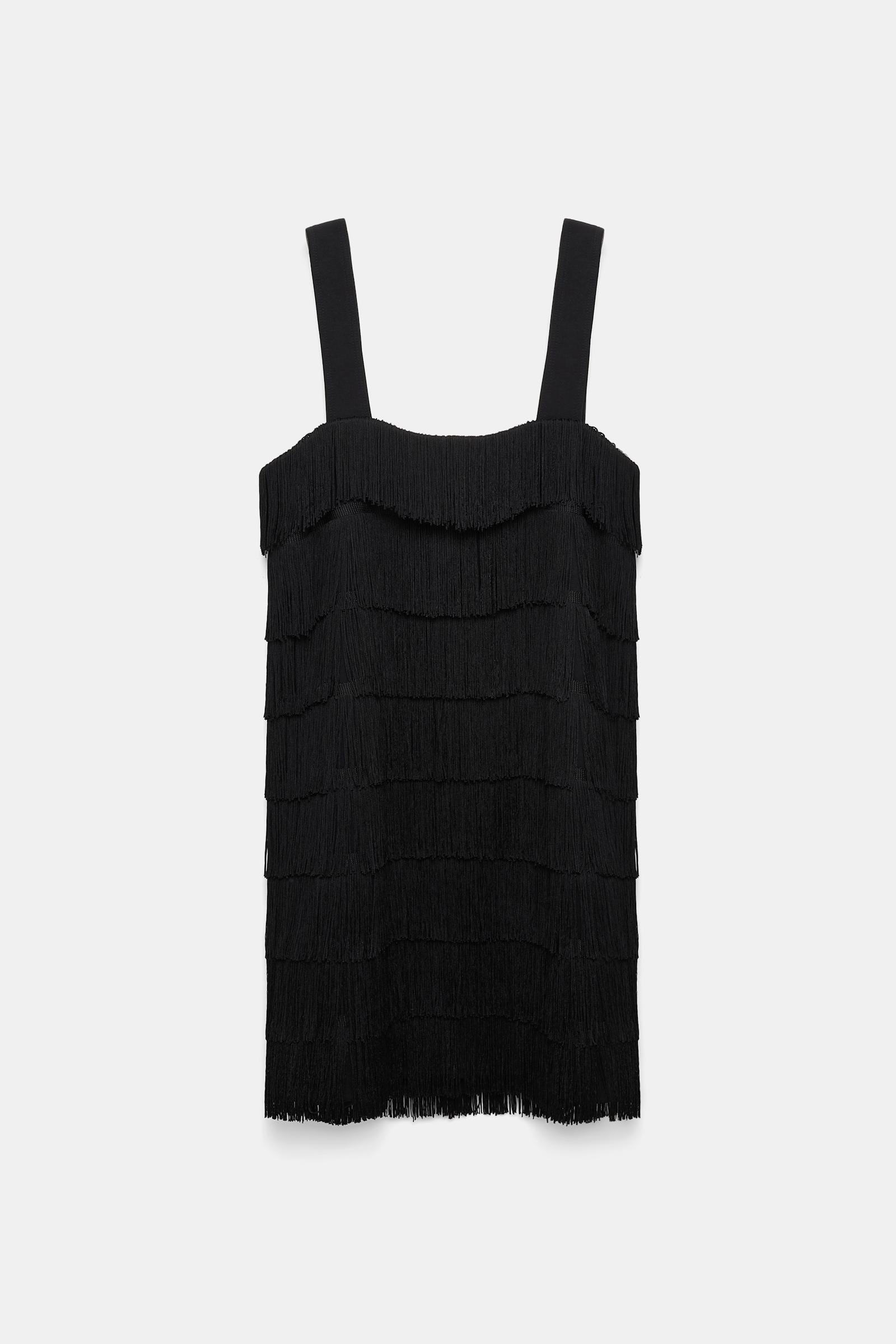 Dorothee Schumacher Punto Milano Kleid mit breiten Trägern und Allover-Fransen pure black