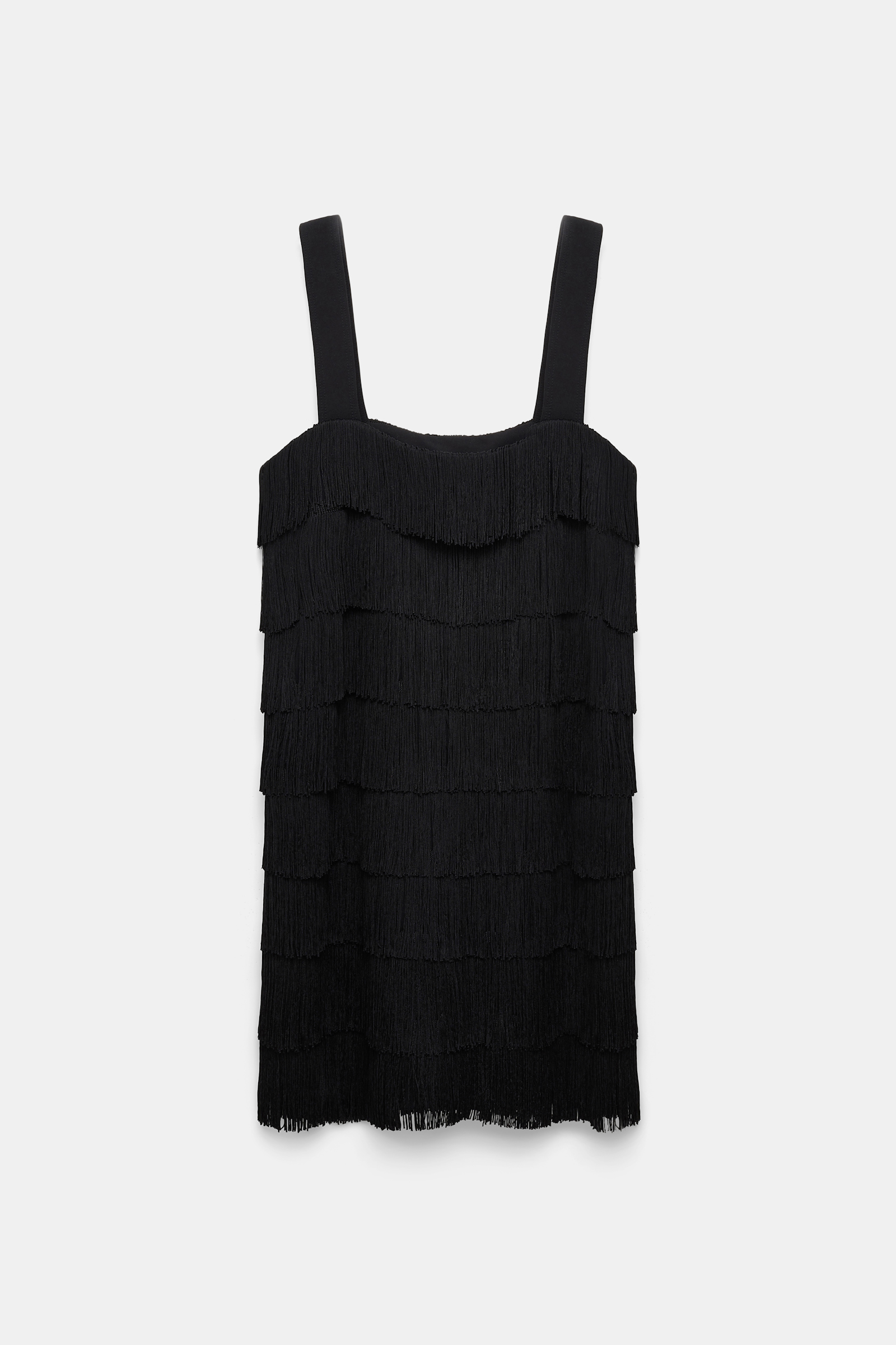 Dorothee Schumacher Punto Milano Kleid mit breiten Trägern und Allover-Fransen pure black