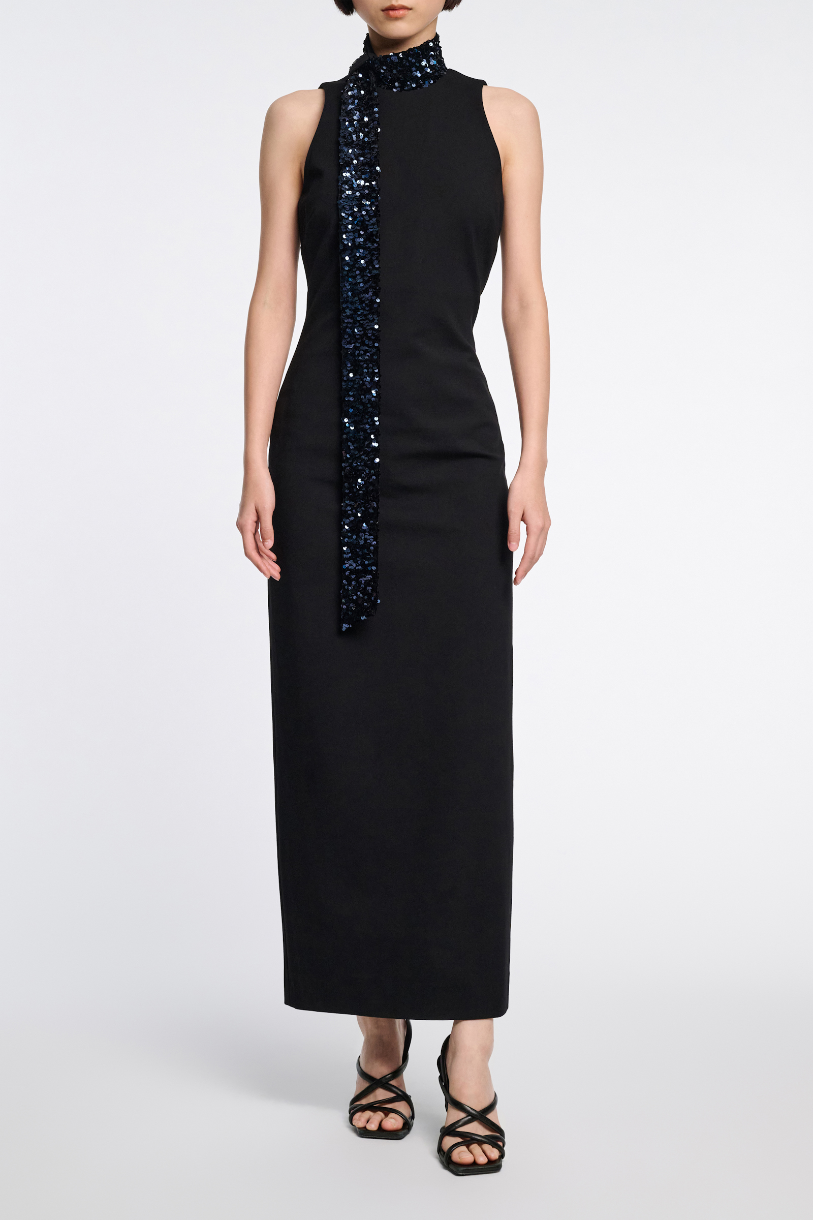 Dorothee Schumacher Punto Milano dress with sequin scarf pure black