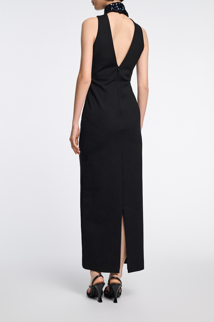 Dorothee Schumacher Punto Milano dress with sequin scarf pure black
