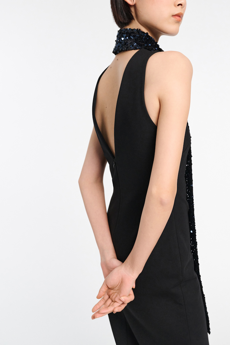 Dorothee Schumacher Punto Milano dress with sequin scarf pure black