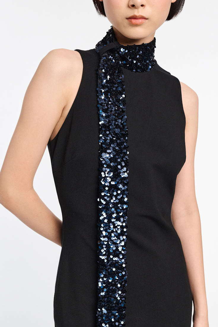 Dorothee Schumacher Punto Milano dress with sequin scarf pure black