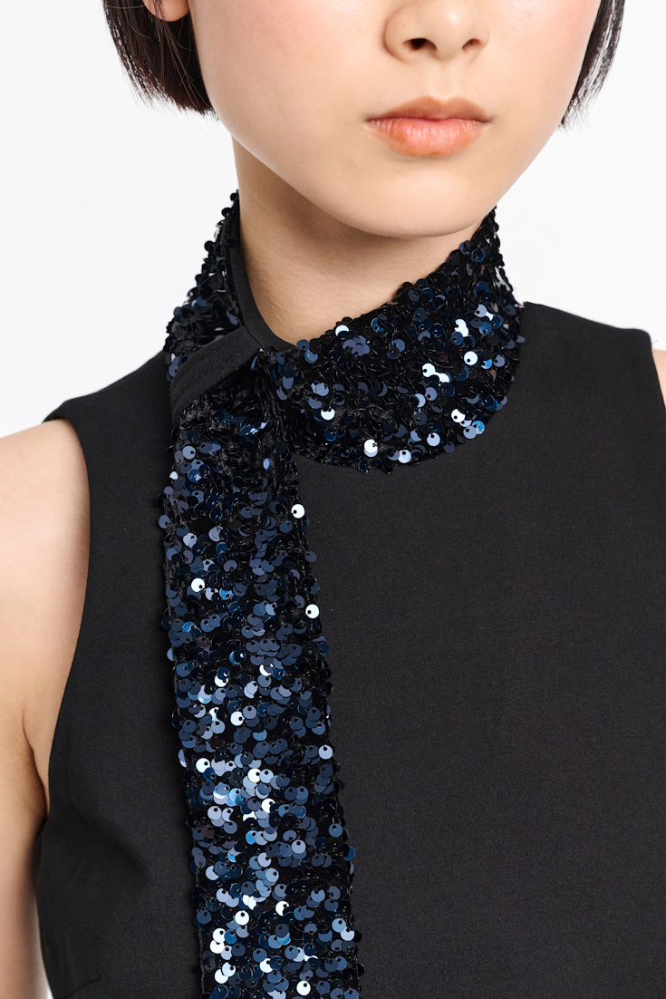 Dorothee Schumacher Punto Milano dress with sequin scarf pure black