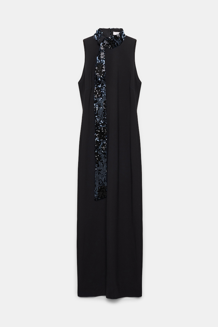 Dorothee Schumacher Punto Milano dress with sequin scarf pure black