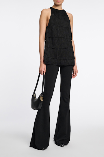 Dorothee Schumacher Punto Milano tank top with allover fringe pure black