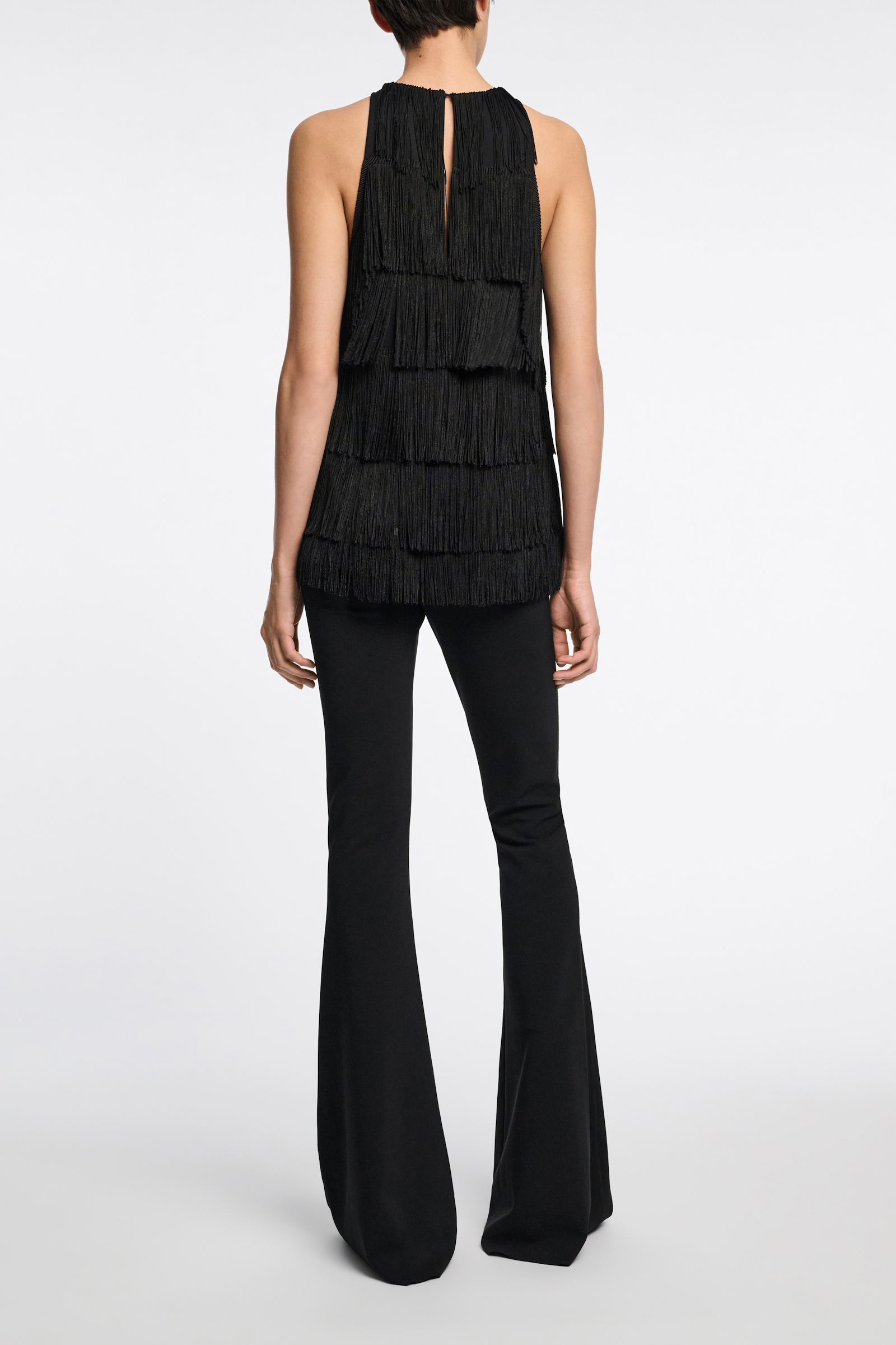 Dorothee Schumacher Punto Milano Top mit Allover Fransen pure black