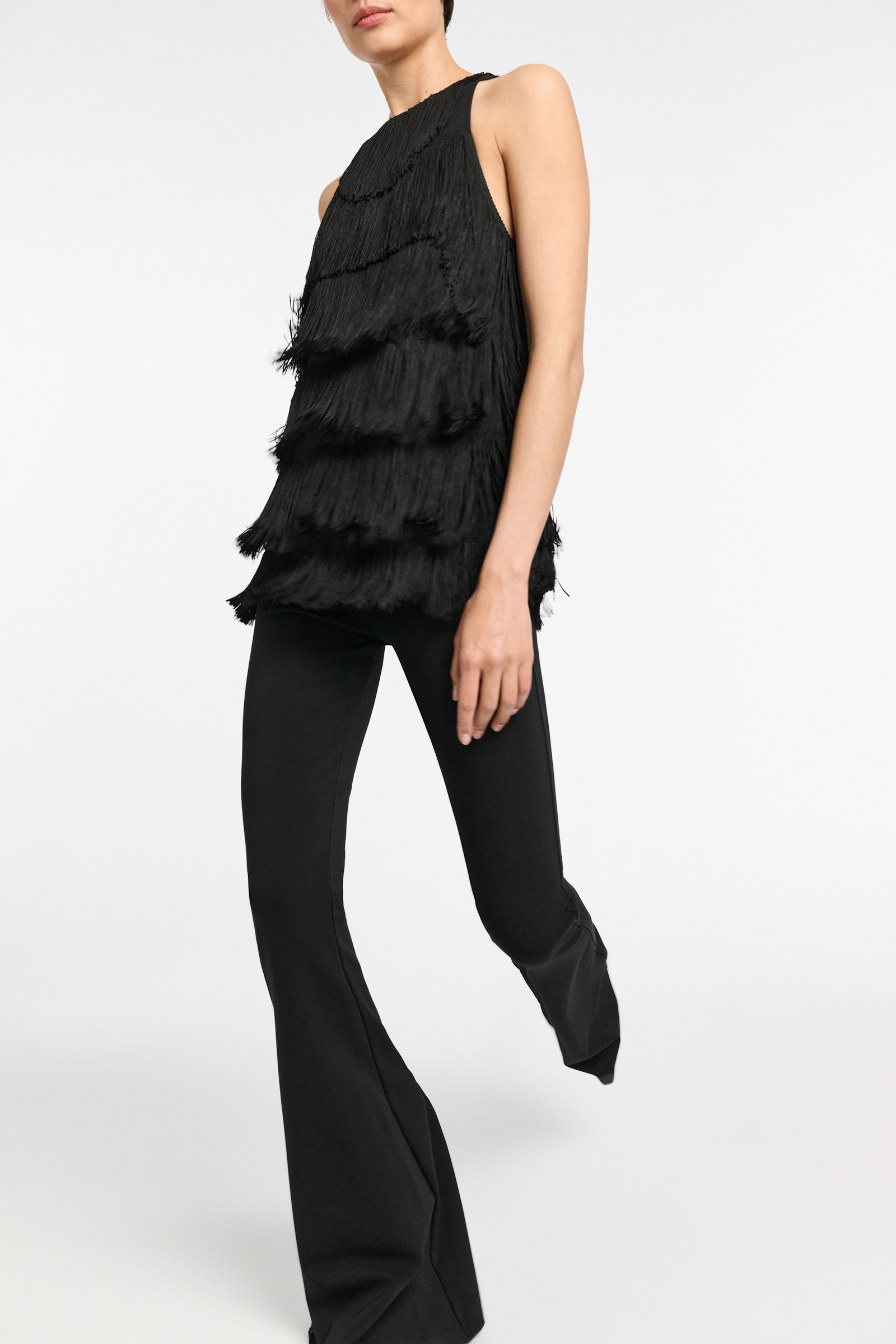 Dorothee Schumacher Punto Milano Top mit Allover Fransen pure black