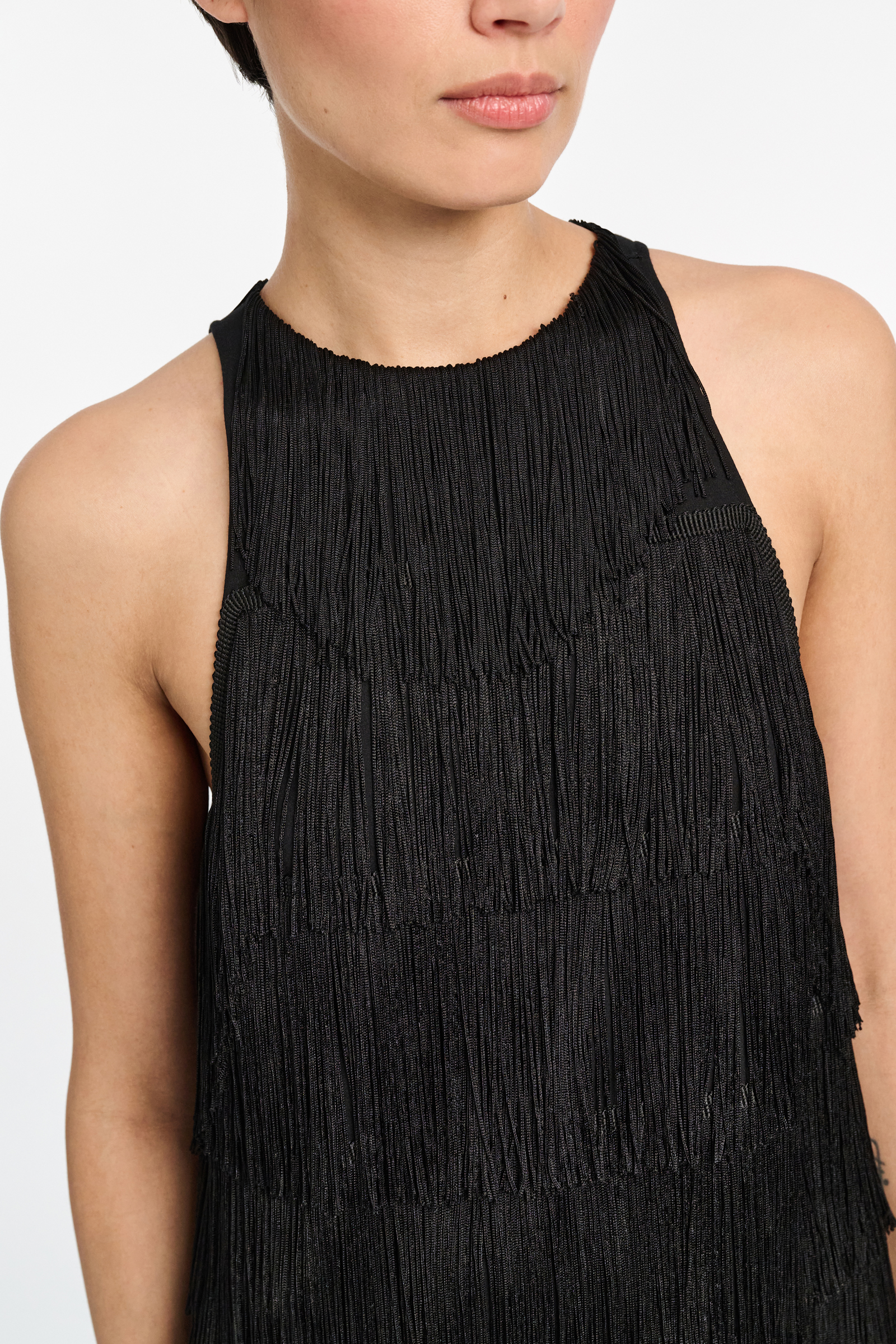 Dorothee Schumacher Punto Milano Top mit Allover Fransen pure black
