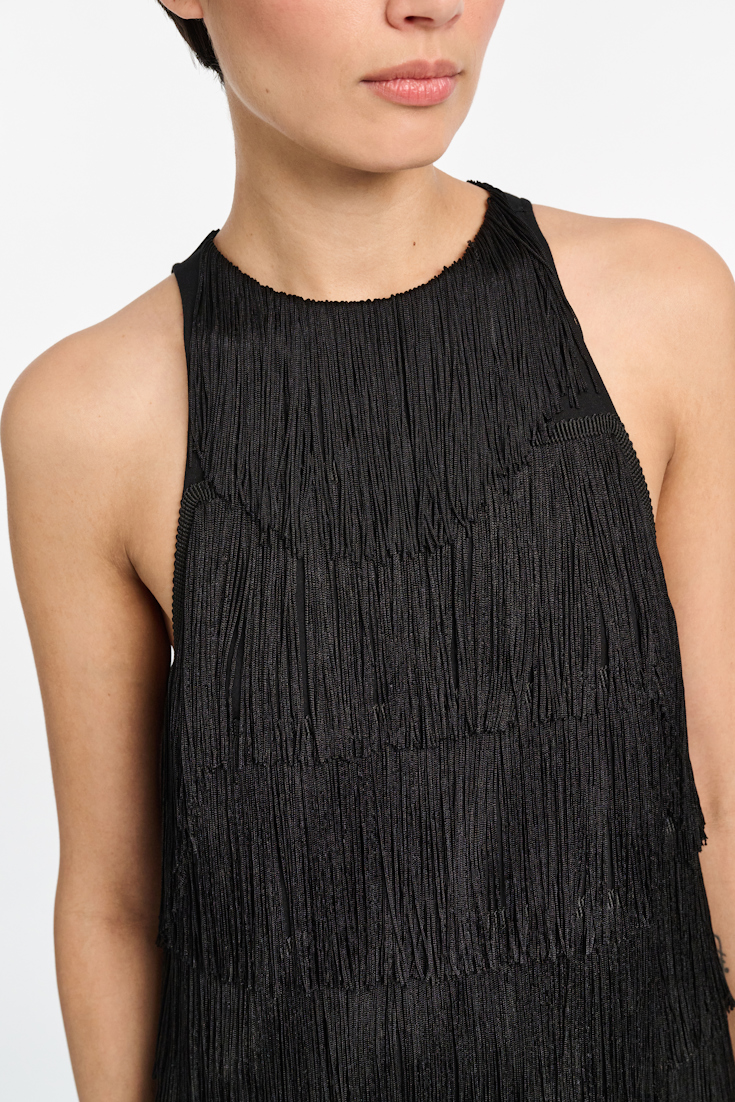 Dorothee Schumacher Punto Milano Top mit Allover Fransen pure black