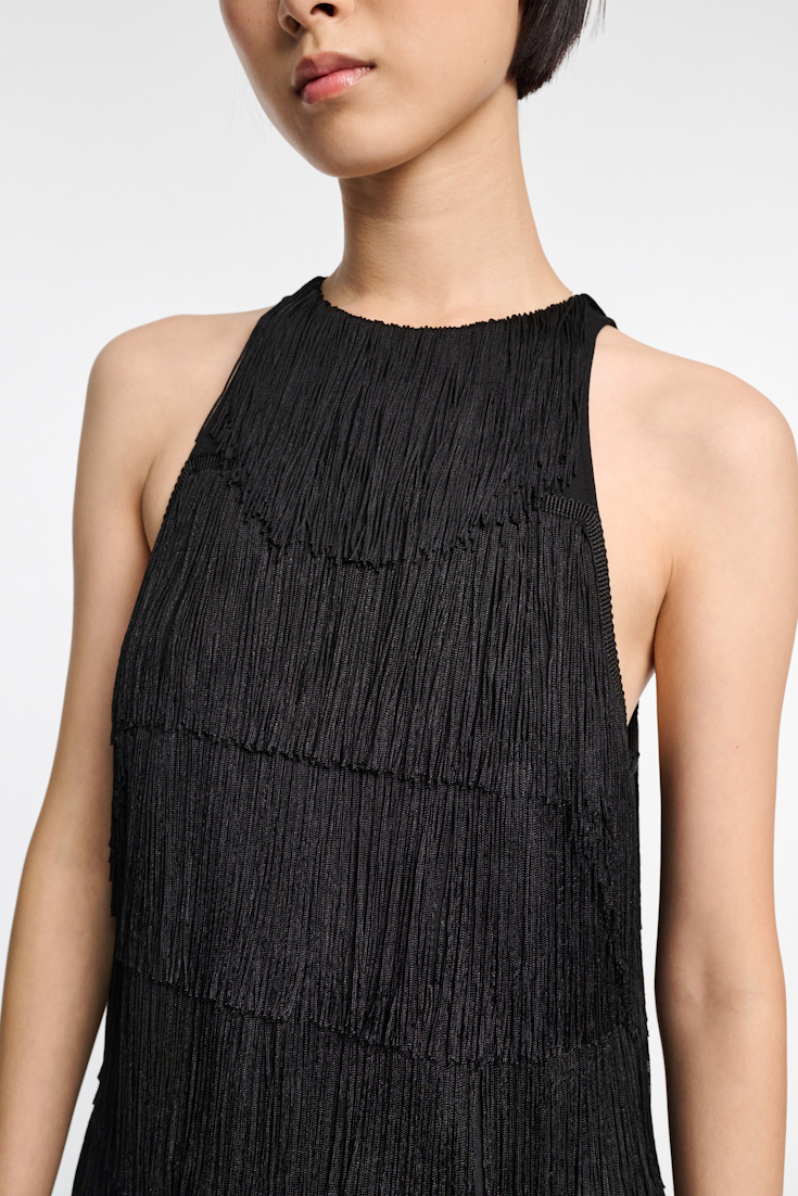 Dorothee Schumacher Punto Milano Top mit Allover Fransen pure black