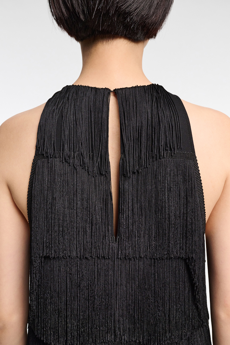 Dorothee Schumacher Punto Milano Top mit Allover Fransen pure black