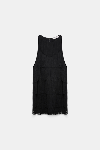 Dorothee Schumacher Punto Milano Top mit Allover Fransen pure black