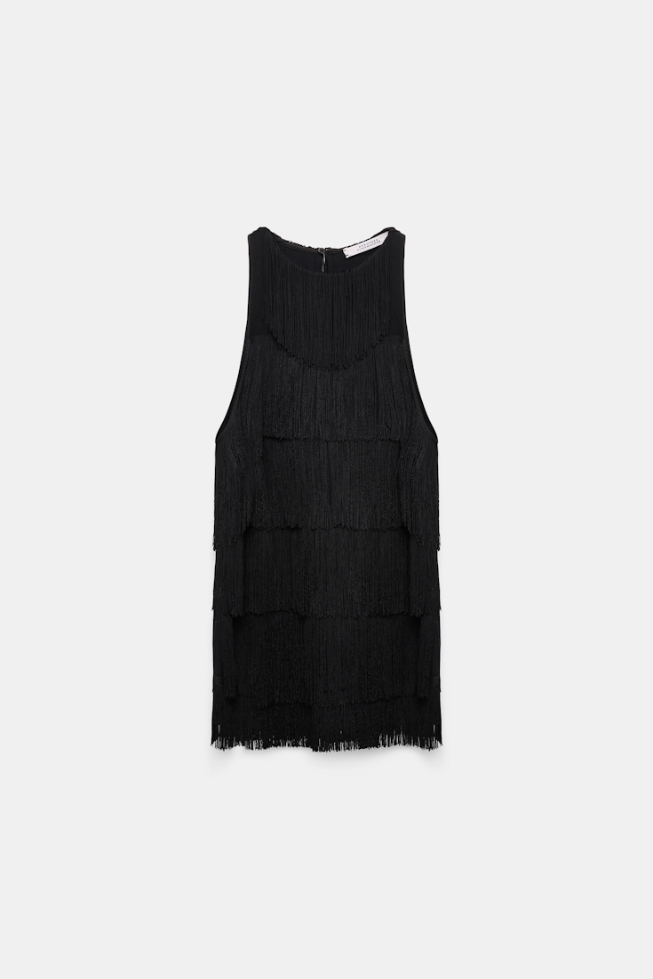 Dorothee Schumacher Punto Milano Top mit Allover Fransen pure black
