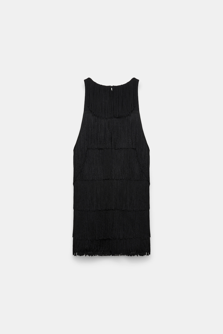 Dorothee Schumacher Punto Milano Top mit Allover Fransen pure black